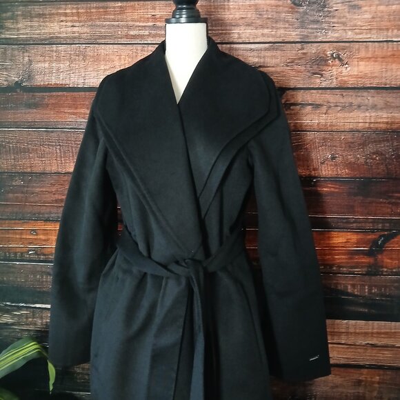 NWT Tahari XL Long Double Face Wool Blend Wrap Coat Belted - Picture 7 of 13